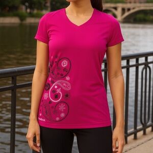 reebox v neck paisley fitness top